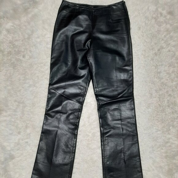 Danier Women's Black Leather Bootcut Pants Size US6 - Picture 3 of 11